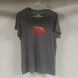 The North Face Gray and Red Short Sleeve Tee